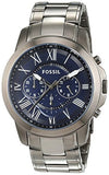 Buy Shop Fossil Grant Chronograph Blue Dial Grey Steel Strap Watch for Men - FS4831 USA Online