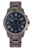 Buy Shop Fossil Grant Chronograph Blue Dial Grey Steel Strap Watch for Men - FS4831 USA Online