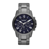 Buy Shop Fossil Grant Chronograph Blue Dial Grey Steel Strap Watch for Men - FS4831 USA Online