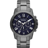 Buy Shop Fossil Grant Chronograph Blue Dial Grey Steel Strap Watch for Men - FS4831 USA Online