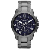 Buy Shop Fossil Grant Chronograph Blue Dial Grey Steel Strap Watch for Men - FS4831 USA Online