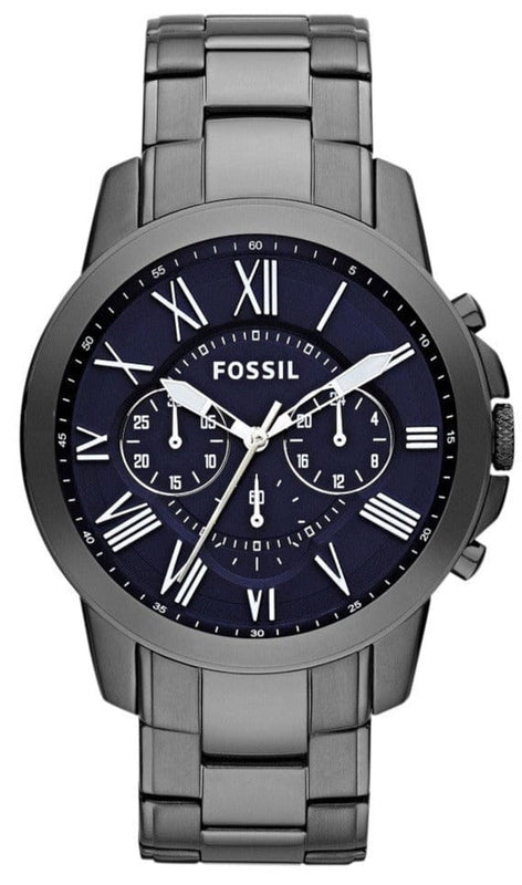 Buy Shop Fossil Grant Chronograph Blue Dial Grey Steel Strap Watch for Men - FS4831 USA Online