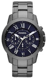 Buy Shop Fossil Grant Chronograph Blue Dial Grey Steel Strap Watch for Men - FS4831 USA Online