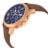Buy Shop Fossil Pilot 54 Chronograph Blue Dial Brown Leather Strap Watch for Men - FS5204 USA Online