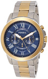 Buy Shop Fossil Grant Chronograph Blue Dial Two Tone Steel Strap Watch for Men - FS5024 USA Online