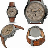 Buy Shop Fossil Grant Chronograph Brown Dial Brown Leather Strap Watch for Men - FS5214 USA Online