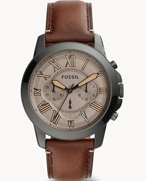 Buy Shop Fossil Grant Chronograph Brown Dial Brown Leather Strap Watch for Men - FS5214 USA Online