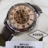 Buy Shop Fossil Grant Chronograph Cream Dial Brown Leather Strap Watch for Men - ME3122 USA Online