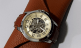 Buy Shop Fossil Grant Chronograph Cream Dial Brown Leather Strap Watch for Men - ME3122 USA Online