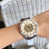 Buy Shop Fossil Grant Chronograph Cream Dial Brown Leather Strap Watch for Men - ME3122 USA Online