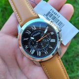 Buy Shop Fossil Grant Chronograph Green Dial Brown Leather Strap Watch for Men - FS4918 USA Online