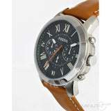 Buy Shop Fossil Grant Chronograph Green Dial Brown Leather Strap Watch for Men - FS4918 USA Online