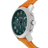 Buy Shop Fossil Grant Chronograph Green Dial Brown Leather Strap Watch for Men - FS4918 USA Online