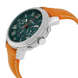 Buy Shop Fossil Grant Chronograph Green Dial Brown Leather Strap Watch for Men - FS4918 USA Online