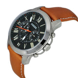 Buy Shop Fossil Grant Chronograph Green Dial Brown Leather Strap Watch for Men - FS4918 USA Online