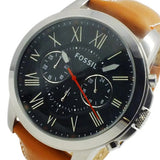 Buy Shop Fossil Grant Chronograph Green Dial Brown Leather Strap Watch for Men - FS4918 USA Online