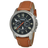 Buy Shop Fossil Grant Chronograph Green Dial Brown Leather Strap Watch for Men - FS4918 USA Online