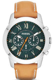 Buy Shop Fossil Grant Chronograph Green Dial Brown Leather Strap Watch for Men - FS4918 USA Online