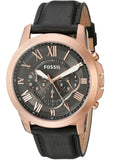 Buy Shop Fossil Grant Chronograph Grey Dial Black Leather Strap Watch for Men - FS5085 USA Online