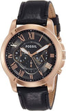 Buy Shop Fossil Grant Chronograph Grey Dial Black Leather Strap Watch for Men - FS5085 USA Online