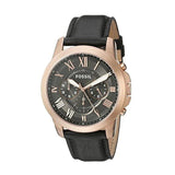 Buy Shop Fossil Grant Chronograph Grey Dial Black Leather Strap Watch for Men - FS5085 USA Online