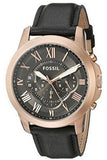 Buy Shop Fossil Grant Chronograph Grey Dial Black Leather Strap Watch for Men - FS5085 USA Online