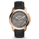 Buy Shop Fossil Grant Chronograph Grey Dial Black Leather Strap Watch for Men - FS5085 USA Online