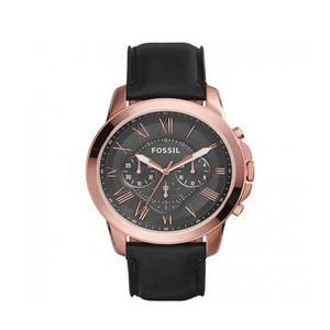 Buy Shop Fossil Grant Chronograph Grey Dial Black Leather Strap Watch for Men - FS5085 USA Online