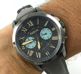 Buy Shop Fossil Grant Chronograph Gunmetal Grey Dial Grey Leather Strap Watch for Men - FS5183 USA Online