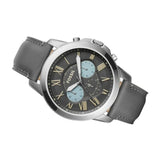 Buy Shop Fossil Grant Chronograph Gunmetal Grey Dial Grey Leather Strap Watch for Men - FS5183 USA Online