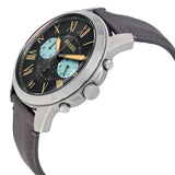 Buy Shop Fossil Grant Chronograph Gunmetal Grey Dial Grey Leather Strap Watch for Men - FS5183 USA Online