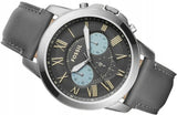 Buy Shop Fossil Grant Chronograph Gunmetal Grey Dial Grey Leather Strap Watch for Men - FS5183 USA Online