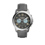Buy Shop Fossil Grant Chronograph Gunmetal Grey Dial Grey Leather Strap Watch for Men - FS5183 USA Online