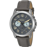 Buy Shop Fossil Grant Chronograph Gunmetal Grey Dial Grey Leather Strap Watch for Men - FS5183 USA Online