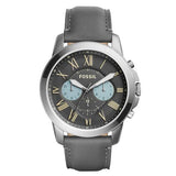 Buy Shop Fossil Grant Chronograph Gunmetal Grey Dial Grey Leather Strap Watch for Men - FS5183 USA Online