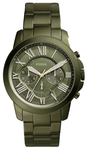 Buy Shop Fossil Grant Chronograph Olive Green Dial Green Steel Strap Watch for Men - FS5375 USA Online