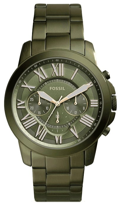 Buy Shop Fossil Grant Chronograph Olive Green Dial Green Steel Strap Watch for Men - FS5375 USA Online