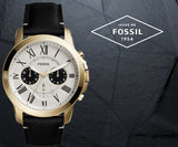 Buy Shop Fossil Grant Chronograph White Dial Black Leather Strap Watch for Men - FS5272 USA Online