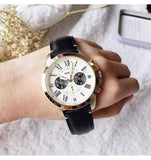 Buy Shop Fossil Grant Chronograph White Dial Black Leather Strap Watch for Men - FS5272 USA Online