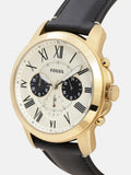 Buy Shop Fossil Grant Chronograph White Dial Black Leather Strap Watch for Men - FS5272 USA Online