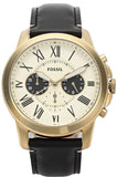 Buy Shop Fossil Grant Chronograph White Dial Black Leather Strap Watch for Men - FS5272 USA Online