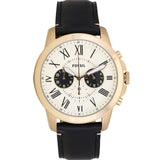 Buy Shop Fossil Grant Chronograph White Dial Black Leather Strap Watch for Men - FS5272 USA Online