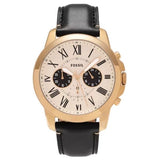 Buy Shop Fossil Grant Chronograph White Dial Black Leather Strap Watch for Men - FS5272 USA Online