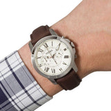 Buy Shop Fossil Grant Chronograph White Dial Brown Leather Strap Watch for Men - FS4735 USA Online
