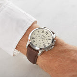 Buy Shop Fossil Grant Chronograph White Dial Brown Leather Strap Watch for Men - FS4735 USA Online