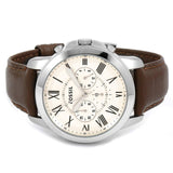 Buy Shop Fossil Grant Chronograph White Dial Brown Leather Strap Watch for Men - FS4735 USA Online