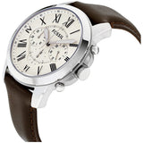 Buy Shop Fossil Grant Chronograph White Dial Brown Leather Strap Watch for Men - FS4735 USA Online