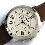Buy Shop Fossil Grant Chronograph White Dial Brown Leather Strap Watch for Men - FS4735 USA Online