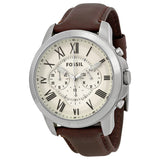 Buy Shop Fossil Grant Chronograph White Dial Brown Leather Strap Watch for Men - FS4735 USA Online