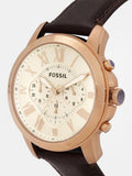 Buy Shop Fossil Grant Chronograph White Dial Brown Leather Strap Watch for Men - FS4991 USA Online